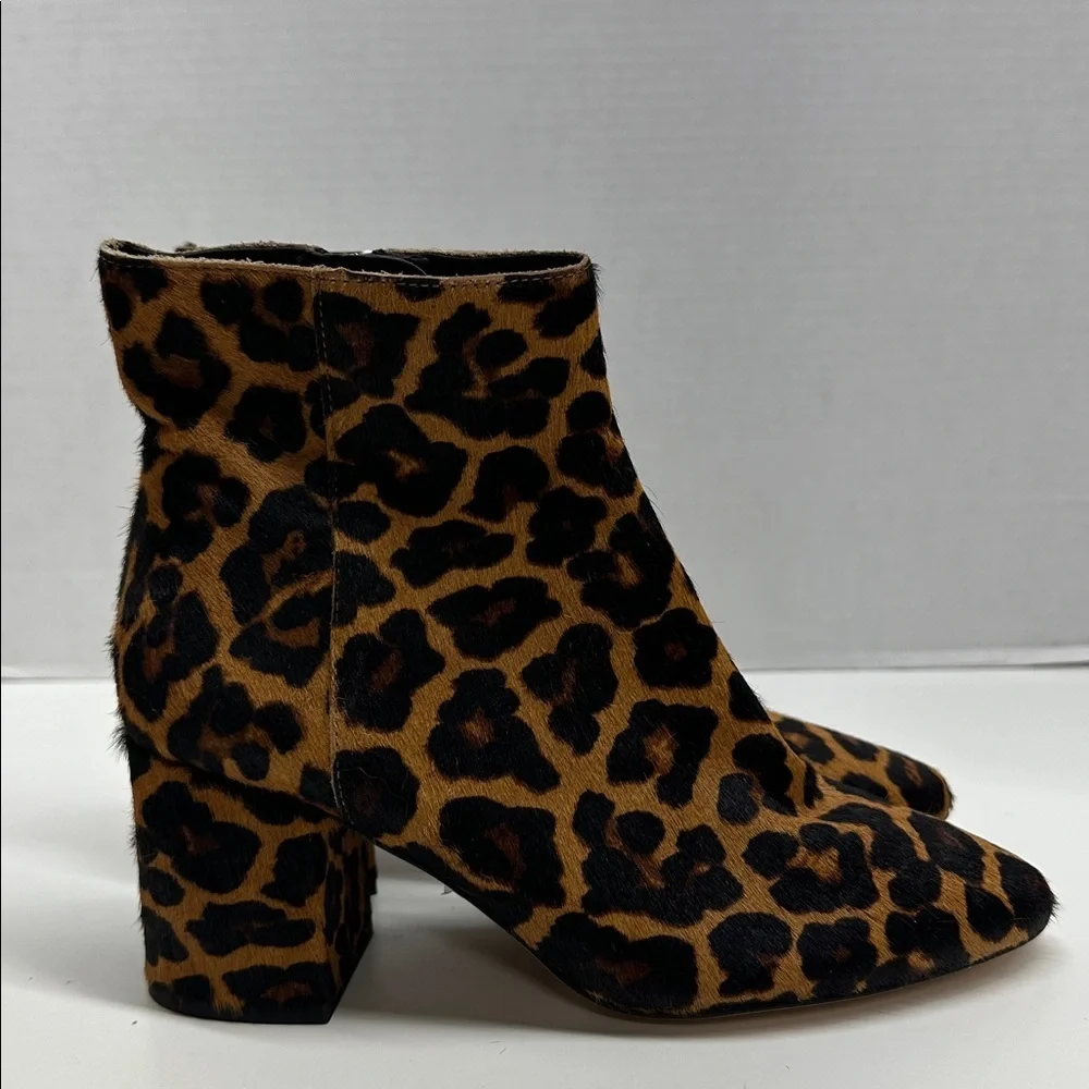 Zara Heeled Boots High Heel Ankle Boots Pony Hair Animal Cheetah Print Brown 6.5